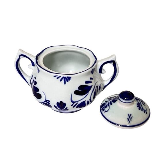 Delfts Blauw 3 Piece Set Creamer Sugar Tray Hand Painted Miniature Ceramic Vtg - Picture 7 of 13